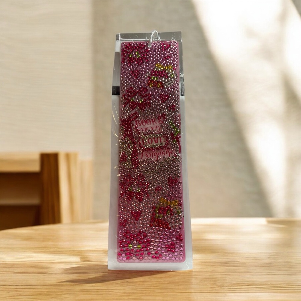 “Books Are My Love Language” Bookmark – Book Lover Gift – Diamond Art Laminated